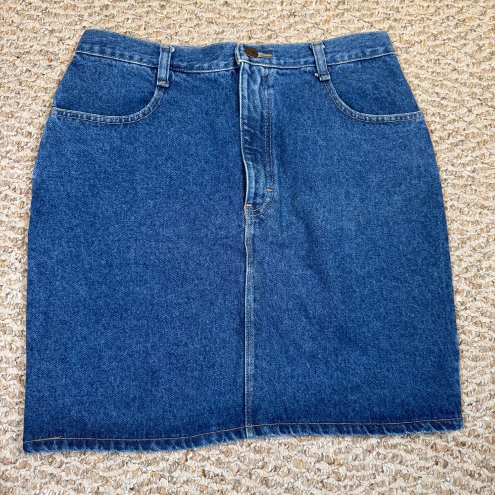 Vintage Abercrombie & Fitch Denim Mini Skirt Made in USA Blue Cotton Womens 12